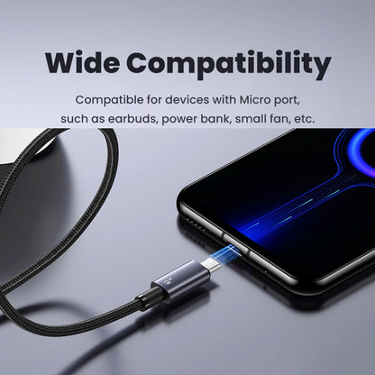 Câble de données de charge rapide USAMS US-SJ668 USB vers Micro USB 2A, longueur : 1,2 m (noir)