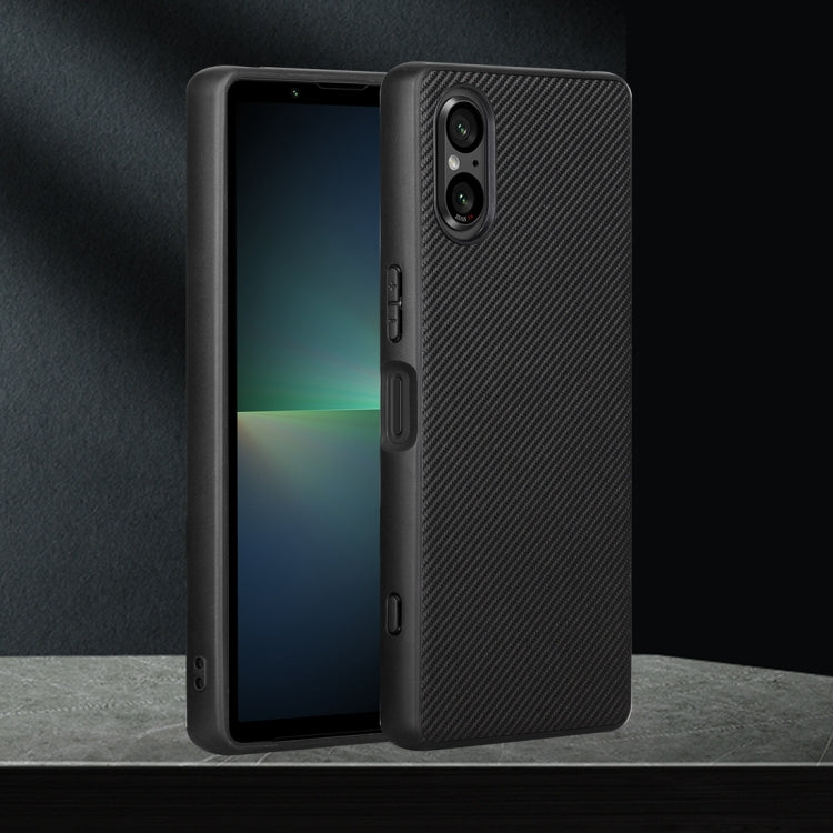 Pour Sony Xperia 5 V Série ViLi TC Étui de téléphone en Fibre de Carbone Texture Kevlar (Noir)