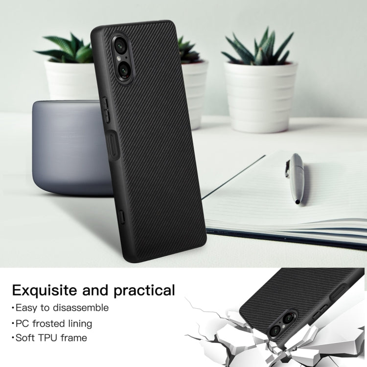 Pour Sony Xperia 5 V Série ViLi TC Étui de téléphone en Fibre de Carbone Texture Kevlar (Noir)
