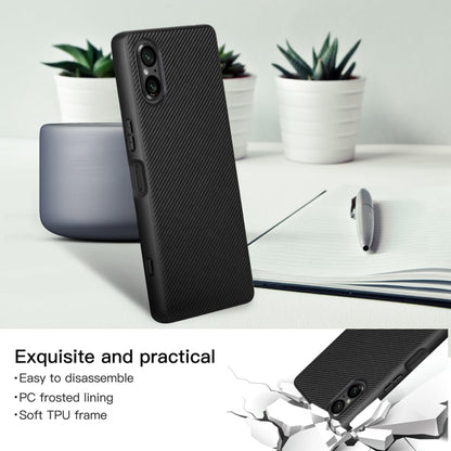 Pour Sony Xperia 5 V Série ViLi TC Étui de téléphone en Fibre de Carbone Texture Kevlar (Noir)