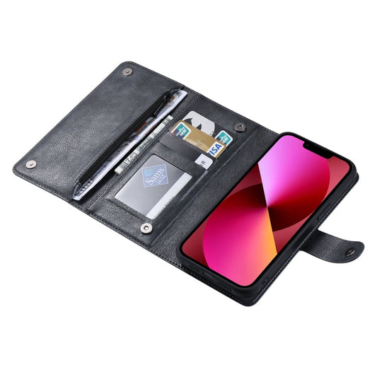 Pour iPhone 13 ViLi GV Series Étui de Téléphone en Cuir à Fermeture Éclair Magnétique MagSafe (Noir)