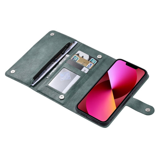 Pour iPhone 13 ViLi GV Series Étui de téléphone en cuir avec fermeture éclair magnétique MagSafe (vert)