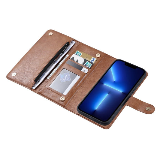Pour iPhone 13 Pro Étui en cuir avec fermeture éclair magnétique MagSafe ViLi GV Series (marron)