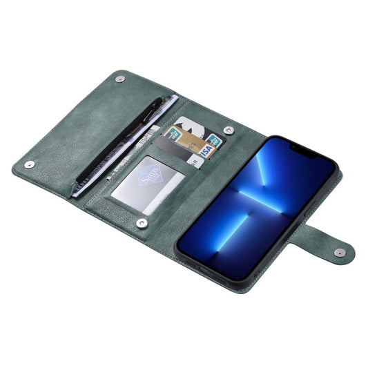 Pour iPhone 13 Pro Étui portefeuille en cuir magnétique MagSafe de la série ViLi GV (vert)