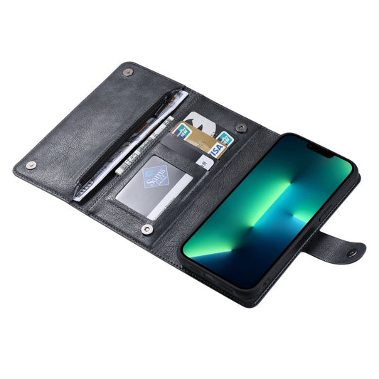 Pour iPhone 13 Pro Max Étui de téléphone en cuir à fermeture éclair magnétique MagSafe ViLi GV Series (Noir)
