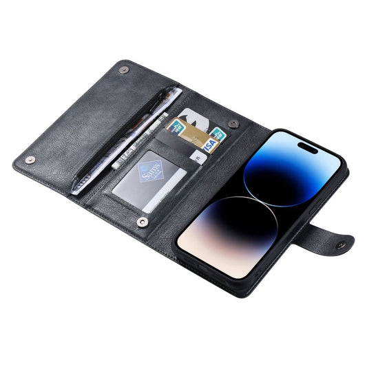 Pour iPhone 14 Pro Max Étui portefeuille magnétique en cuir avec fermeture éclair ViLi GV Series MagSafe (noir)