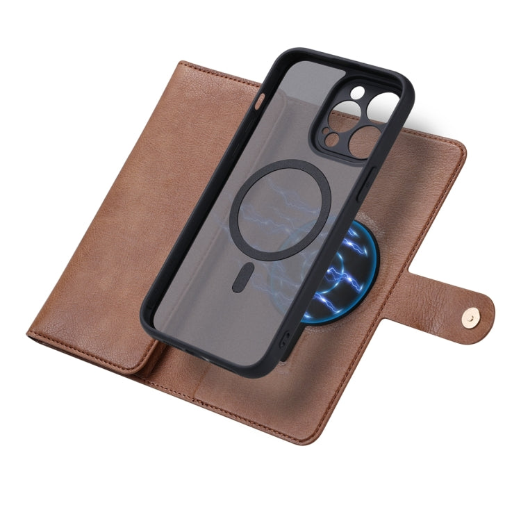 For iPhone 14 Pro Max ViLi GV Series MagSafe Magnetic Zipper Leather Phone Case(Brown)
