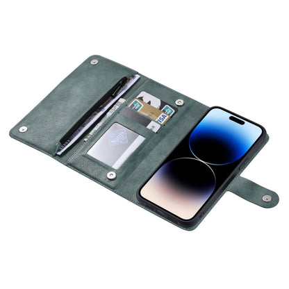 For iPhone 14 Pro Max ViLi GV Series MagSafe Magnetic Zipper Leather Phone Case(Green)
