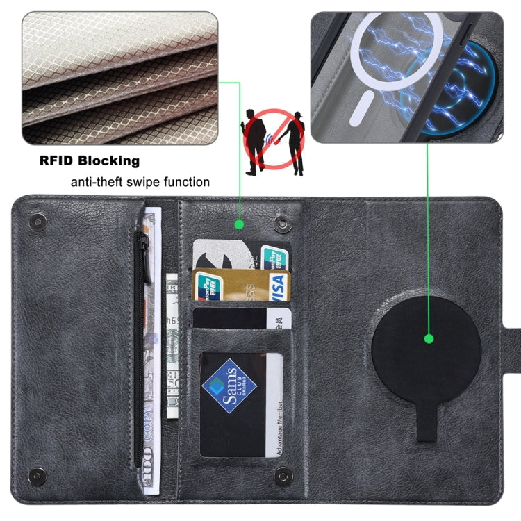 For iPhone 14 ViLi GV Series MagSafe Magnetic Zipper Leather Phone Case(Black)