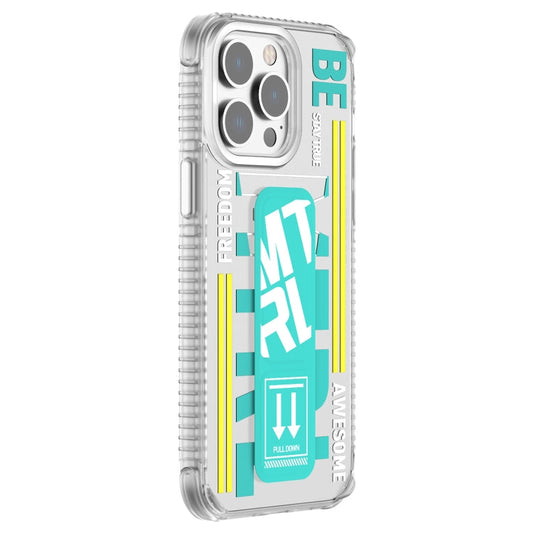For iPhone 15 Pro Max Mutural Cyber Series TPU Phone Case with IML Stand(Green)