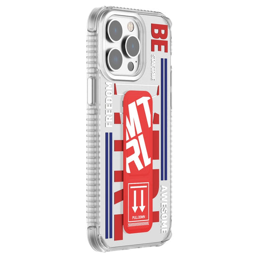 For iPhone 15 Pro Mutural Cyber Series TPU Phone Case with IML Stand(Red)