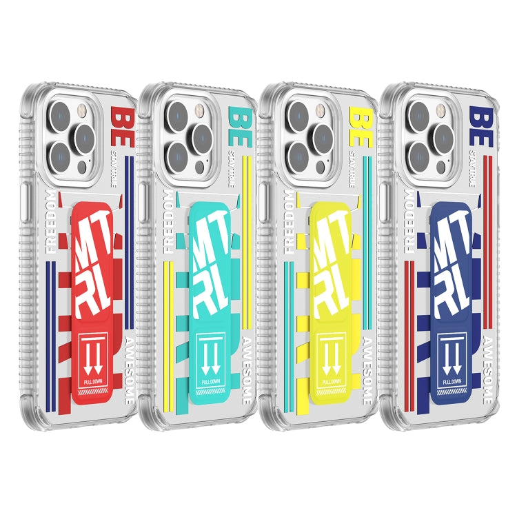 For iPhone 15 Pro Max Mutural Cyber Series TPU Phone Case with IML Stand(Blue)