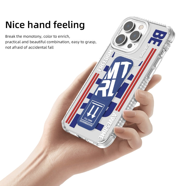 For iPhone 15 Pro Max Mutural Cyber Series TPU Phone Case with IML Stand(Blue)