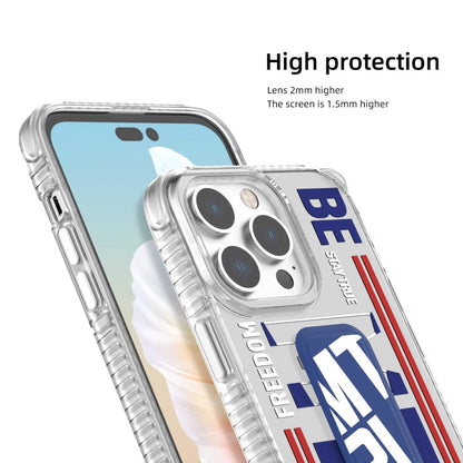 For iPhone 15 Pro Max Mutural Cyber Series TPU Phone Case with IML Stand(Blue)