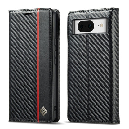 For Google Pixel 8a LC.IMEEKE Carbon Fiber Leather Phone Case(Vertical Black)