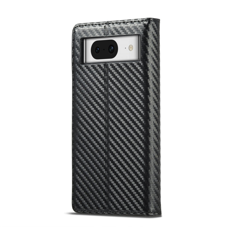 For Google Pixel 8a LC.IMEEKE Carbon Fiber Leather Phone Case(Vertical Black)