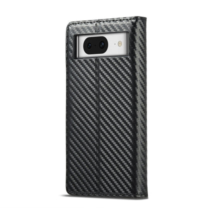For Google Pixel 8a LC.IMEEKE Carbon Fiber Leather Phone Case(Vertical Black)