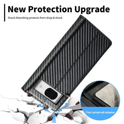 For Google Pixel 8a LC.IMEEKE Carbon Fiber Leather Phone Case(Vertical Black)