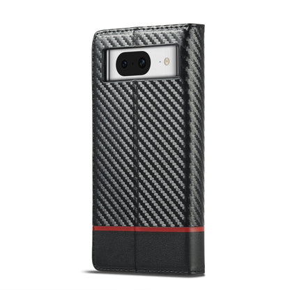 For Google Pixel 8a LC.IMEEKE Carbon Fiber Leather Phone Case(Horizontal Black)