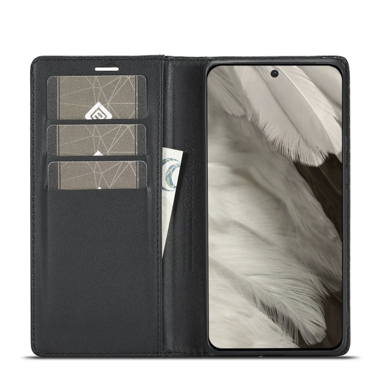 For Google Pixel 8a LC.IMEEKE Carbon Fiber Leather Phone Case(Horizontal Black)