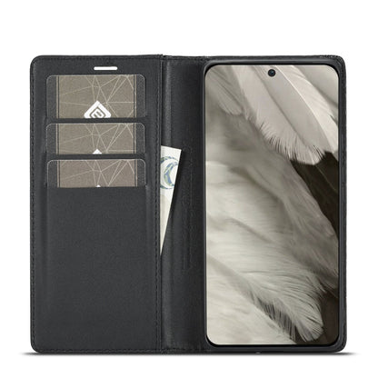For Google Pixel 8a LC.IMEEKE Carbon Fiber Leather Phone Case(Horizontal Black)