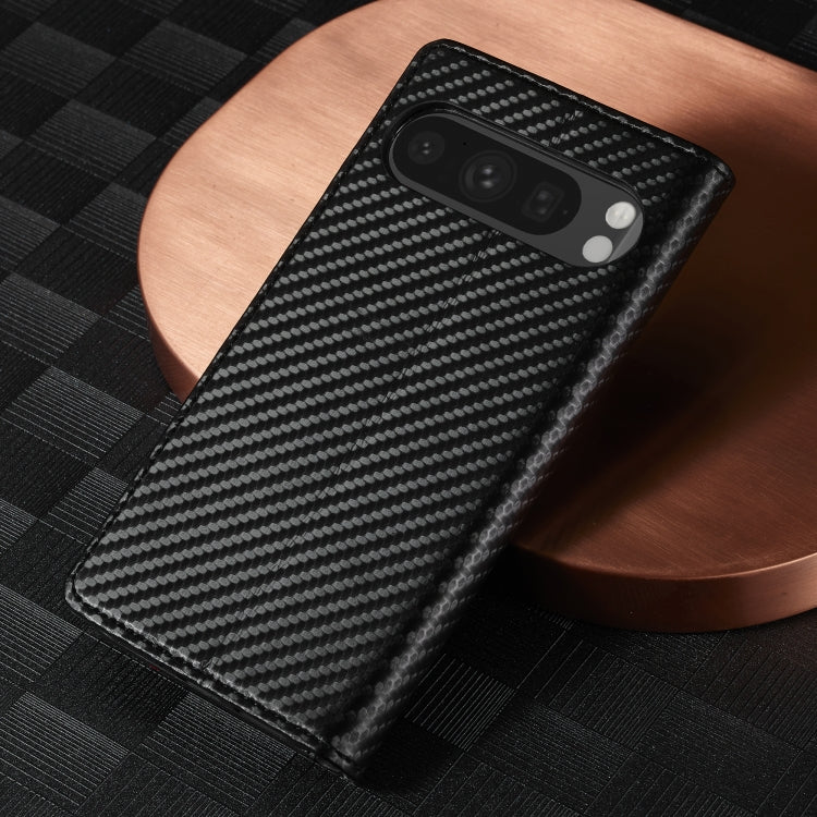 For Google Pixel 9 Pro LC.IMEEKE Carbon Fiber Leather Phone Case(Vertical Black)