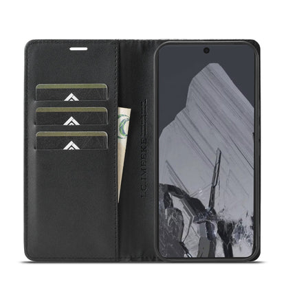 For Google Pixel 9 Pro LC.IMEEKE Carbon Fiber Leather Phone Case(Vertical Black)