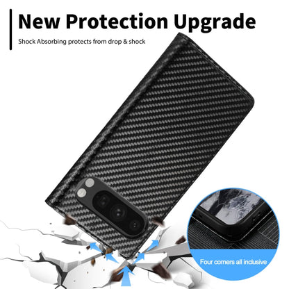 For Google Pixel 9 Pro LC.IMEEKE Carbon Fiber Leather Phone Case(Vertical Black)