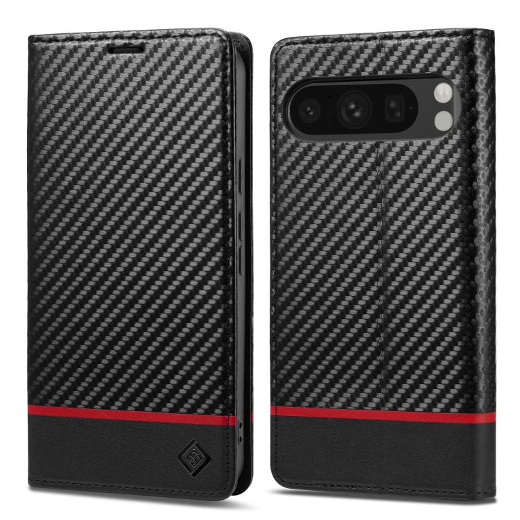 For Google Pixel 10 / 10 Pro LC.IMEEKE Carbon Fiber Leather Phone Case(Horizontal Black)