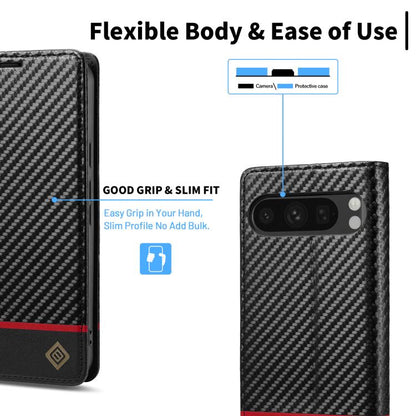 For Google Pixel 10 / 10 Pro LC.IMEEKE Carbon Fiber Leather Phone Case(Horizontal Black)
