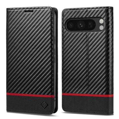 For Google Pixel 10 Pro XL LC.IMEEKE Carbon Fiber Leather Phone Case(Horizontal Black)