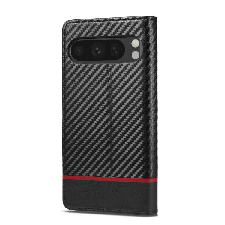 For Google Pixel 10 Pro XL LC.IMEEKE Carbon Fiber Leather Phone Case(Horizontal Black)