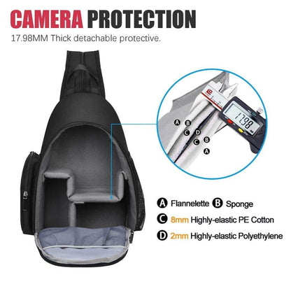 Cwatcun D17 Camera Shoulder Crossbody Backpack(Black)