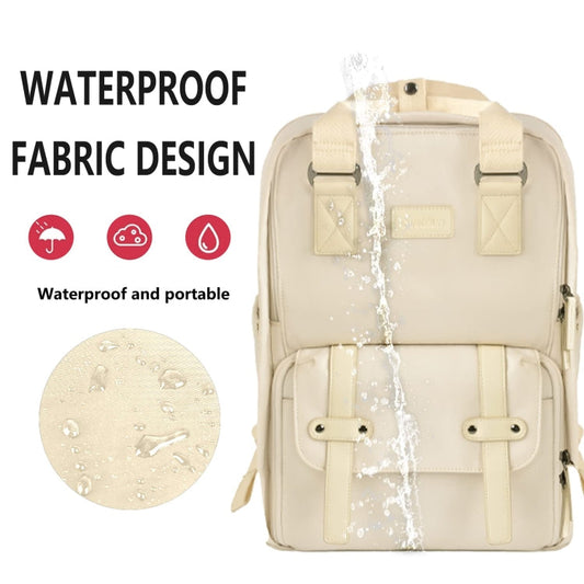 Sac à dos pour ordinateur portable et appareil photo Cwatcun D78 avec insert amovible pour appareil photo (blanc crème)