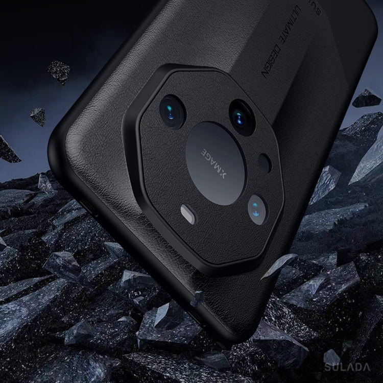 For Huawei Mate 50 SULADA Plain Leather + PC Shockproof Phone Case(Blue)