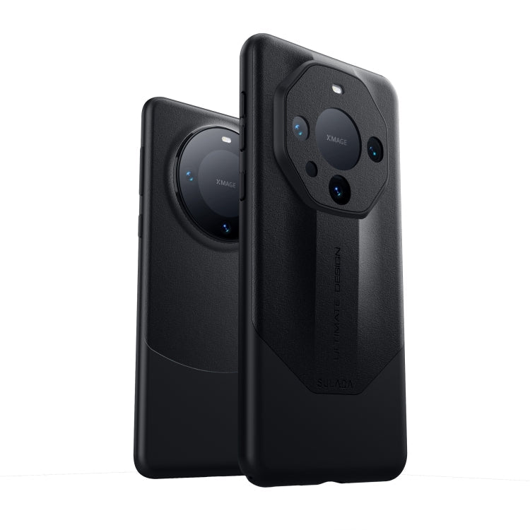 For Huawei Mate 60 SULADA Plain Leather + PC Shockproof Phone Case(Black)