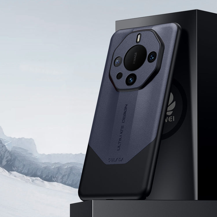 For Huawei Mate 60 RS Ultimate SULADA Plain Leather + PC Shockproof Phone Case(Blue)