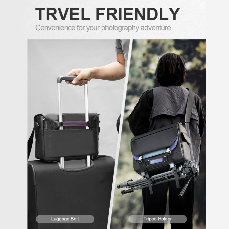 Cwatcun D85 Camera Bag Side Quick Access Camera Messenger Case Waterproof Bag, Size:30 x 15 x 24cm Small(Black)