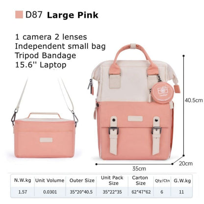 Cwatcun D87 Sac à Dos Photo Grande Capacité avec Correspondance des Couleurs, Taille : 40,5 x 35 x 20 cm Grand (Rose)