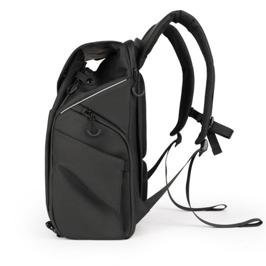 Sac à dos appareil photo Cwatcun D89, en cuir imperméable, pour ordinateur portable 15,6 pouces, Taille : 43,5 x 33 x 22,5 cm (Noir)