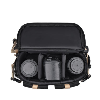 Cwatcun D90 Contrast Color Single Shoulder Camera Bag Outdoor Camera Bag Professional Crossbody Handbag, Size:27 x 17 x 18.5cm Medium(Black)