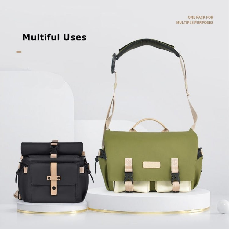 Cwatcun D90 Contrast Color Single Shoulder Camera Bag Outdoor Camera Bag Professional Crossbody Handbag, Size:30.5 x 19 x 20cm Large(Black)