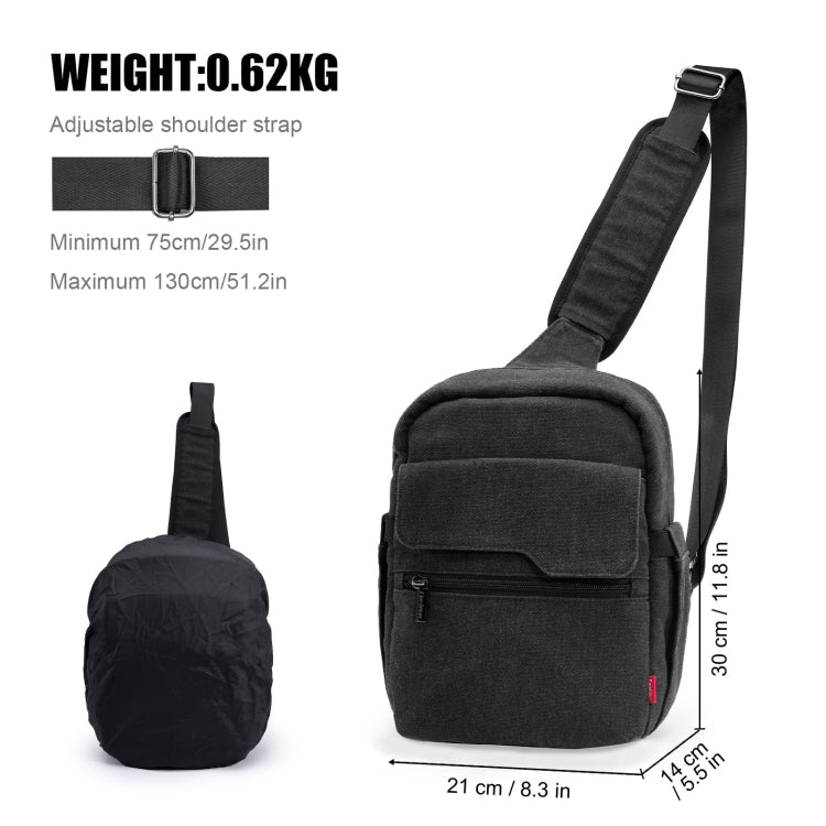 Sac pour appareil photo en toile Cwatcun D93, bandoulière, taille : 21 x 14 x 30 cm, noir