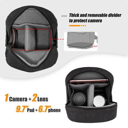Sac pour appareil photo en toile Cwatcun D93, bandoulière, taille : 21 x 14 x 30 cm, noir