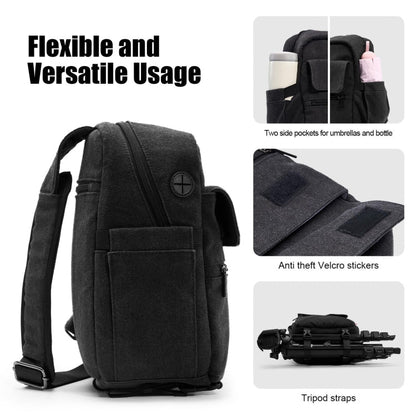 Sac pour appareil photo en toile Cwatcun D93, bandoulière, taille : 21 x 14 x 30 cm, noir