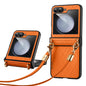 For Samsung Galaxy Z Flip3 5G SULADA Elegant Rhombic Texture Folding Phone Case with Lanyard(Orange)