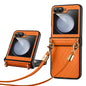 For Samsung Galaxy Z Flip6 / Flip7 FE SULADA Elegant Rhombic Texture Folding Phone Case with Lanyard(Orange)