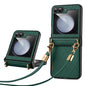 For Samsung Galaxy Z Flip6 / Flip7 FE SULADA Elegant Rhombic Texture Folding Phone Case with Lanyard(Green)