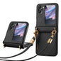 For OPPO Find N2 Flip SULADA Elegant Rhombic Texture Folding Phone Case with Lanyard(Black)