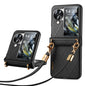 For OPPO Find N3 Flip SULADA Elegant Rhombic Texture Folding Phone Case with Lanyard(Black)